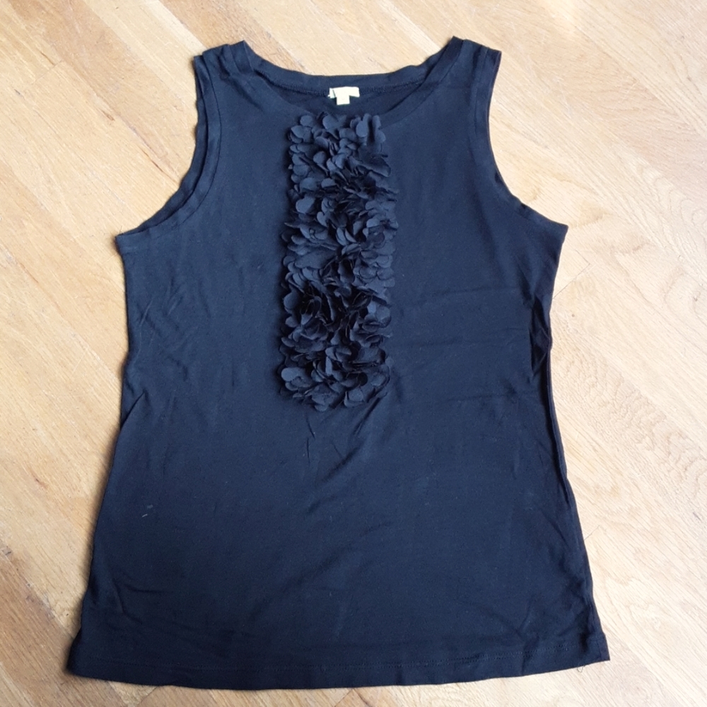 Black Tank Top with Flower Detail Size Medium